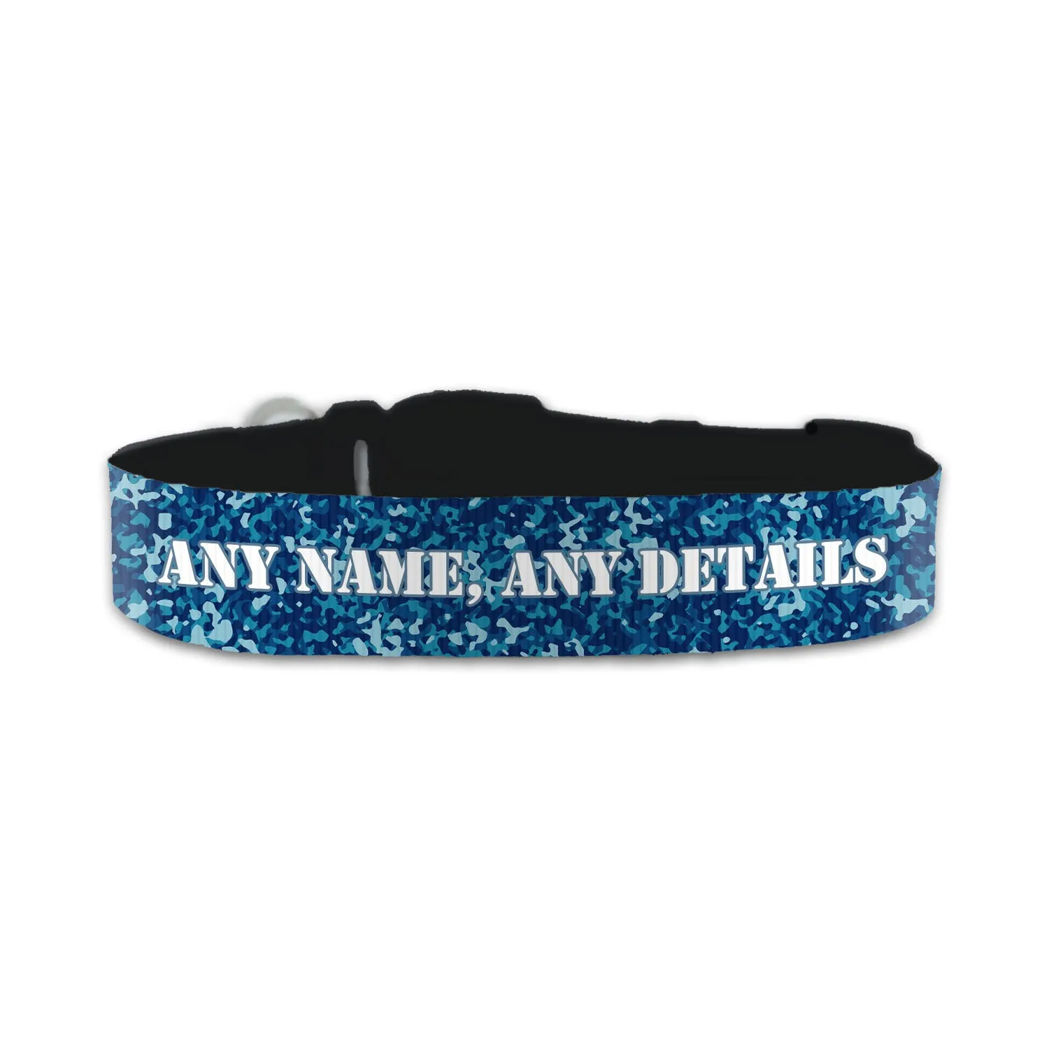 Personalised Small Dog Collar with Blue Camo Background