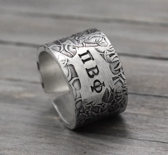 Pi Beta Phi Floral Texture Ring