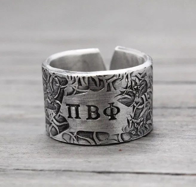 Pi Beta Phi Floral Texture Ring