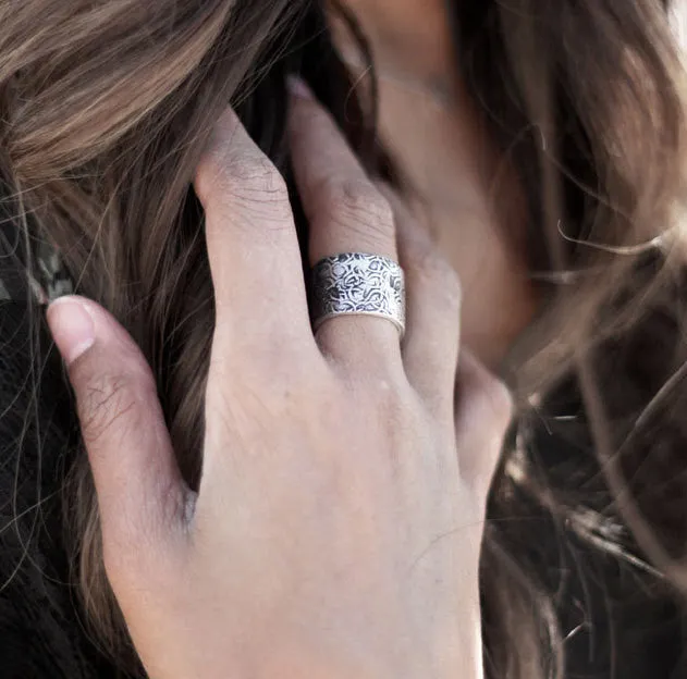 Pi Beta Phi Floral Texture Ring