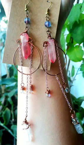 Pink Aura Drop Earrings