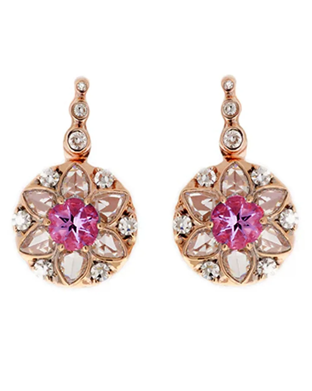 Pink Sapphire and Diamond Beirut Rosace Earrings