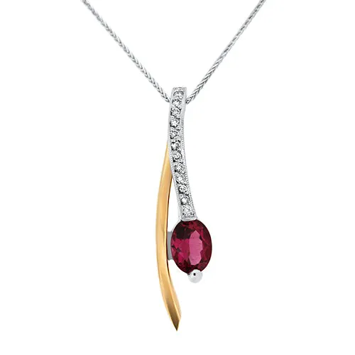 Pink Tourmaline & Diamond Pendant