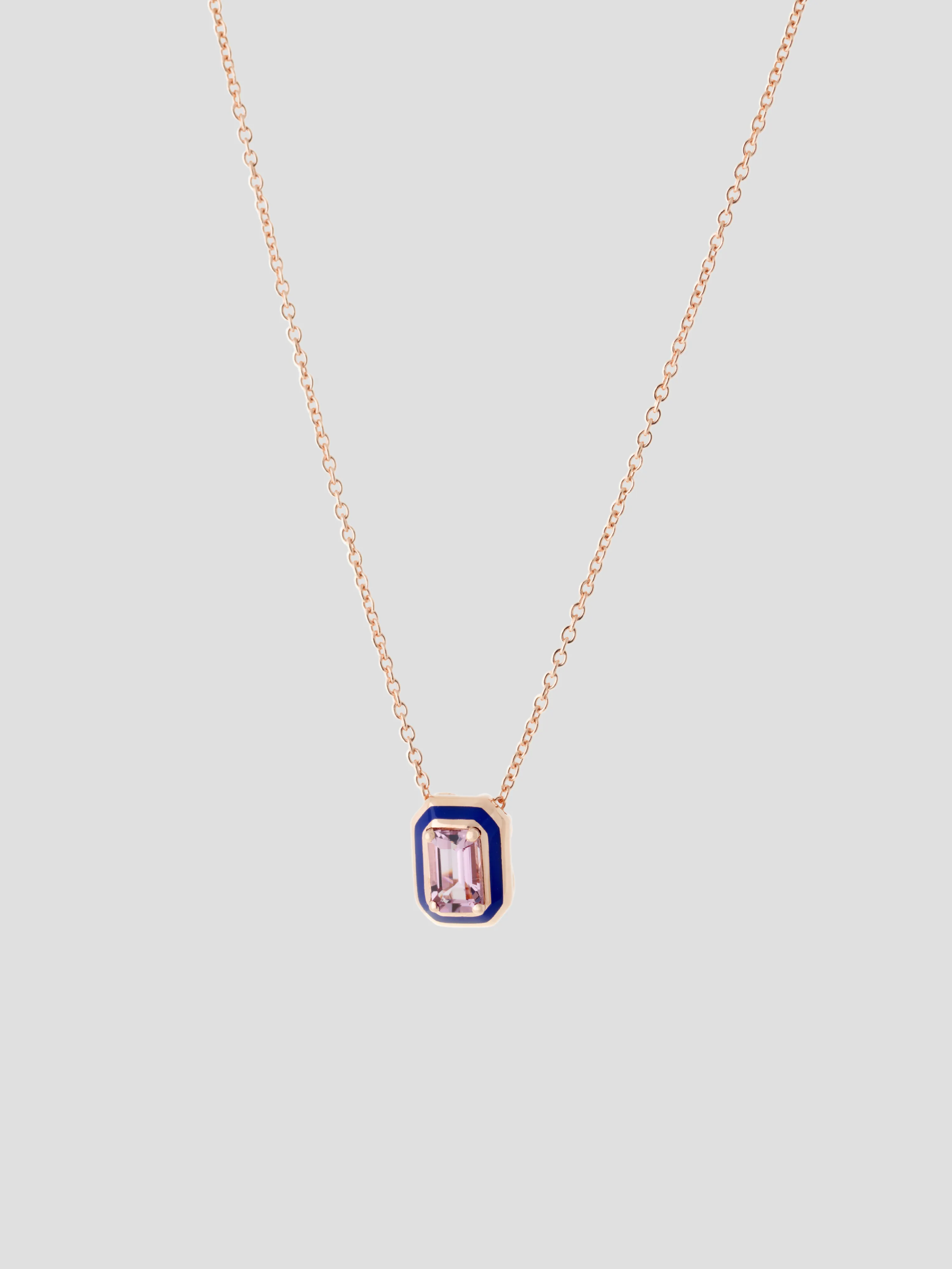 Pink Tourmaline Pendant in Ivory Enamel and Pink Gold