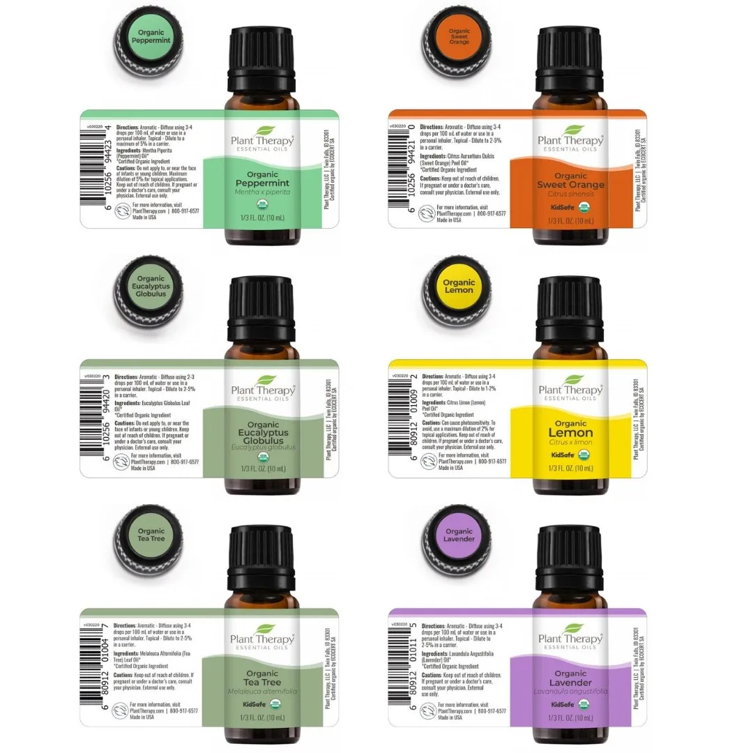 Plant Therapy Top 6 Organic Singles Essential Oil Set