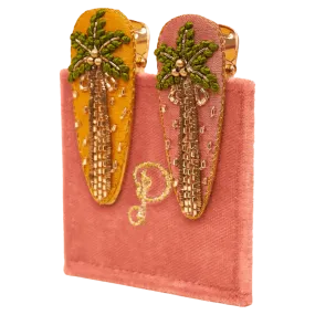 Powder Palm Trees Hair Clips Pack Of 2