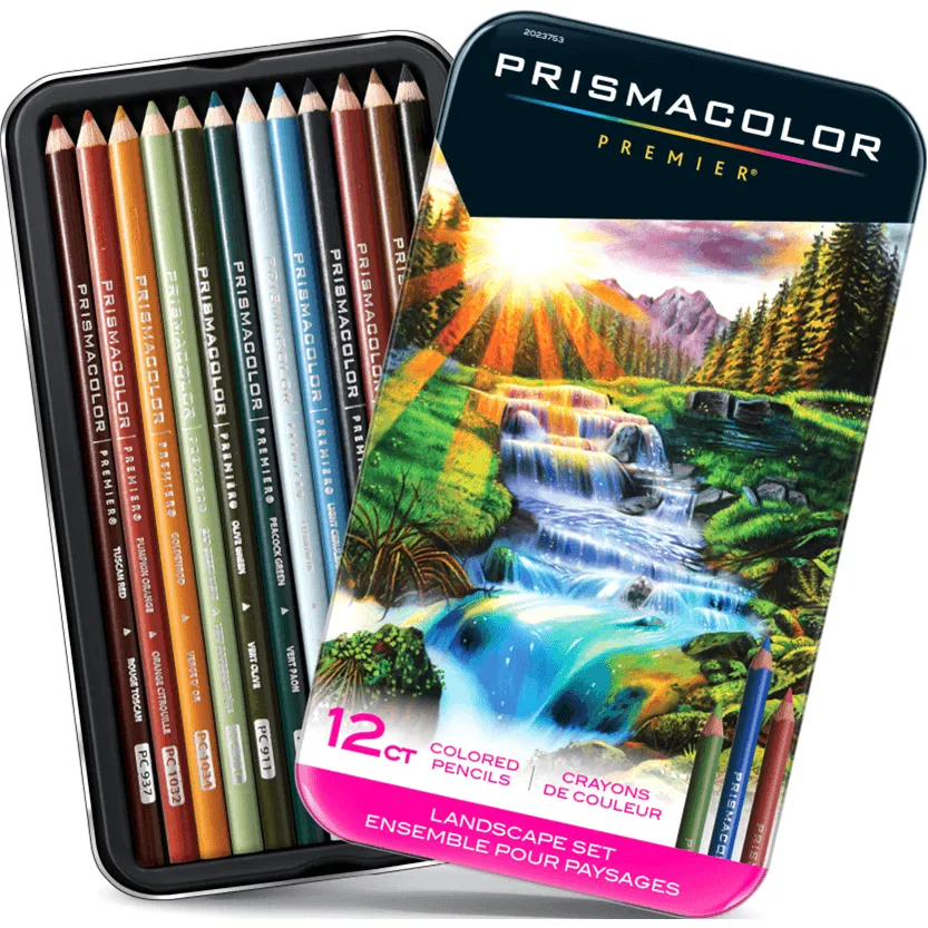 Prismacolor Premier Landscape Coloured Pencils Tin Set Soft Core Artists Professional