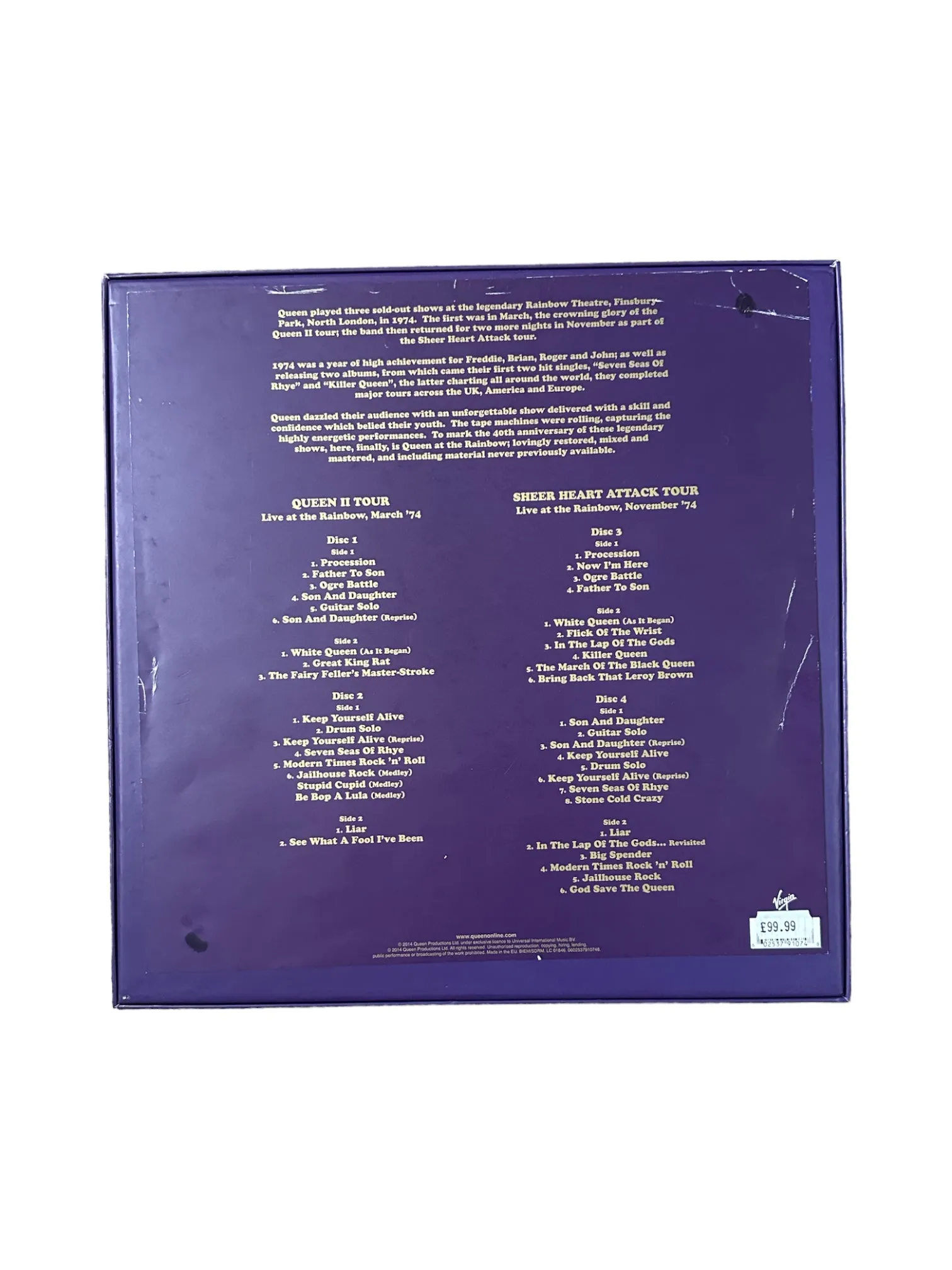 Queen Rainbow Concerts 40th Anniversary 4LP 180-Gram Vinyl Boxed Set AS NEW 2014