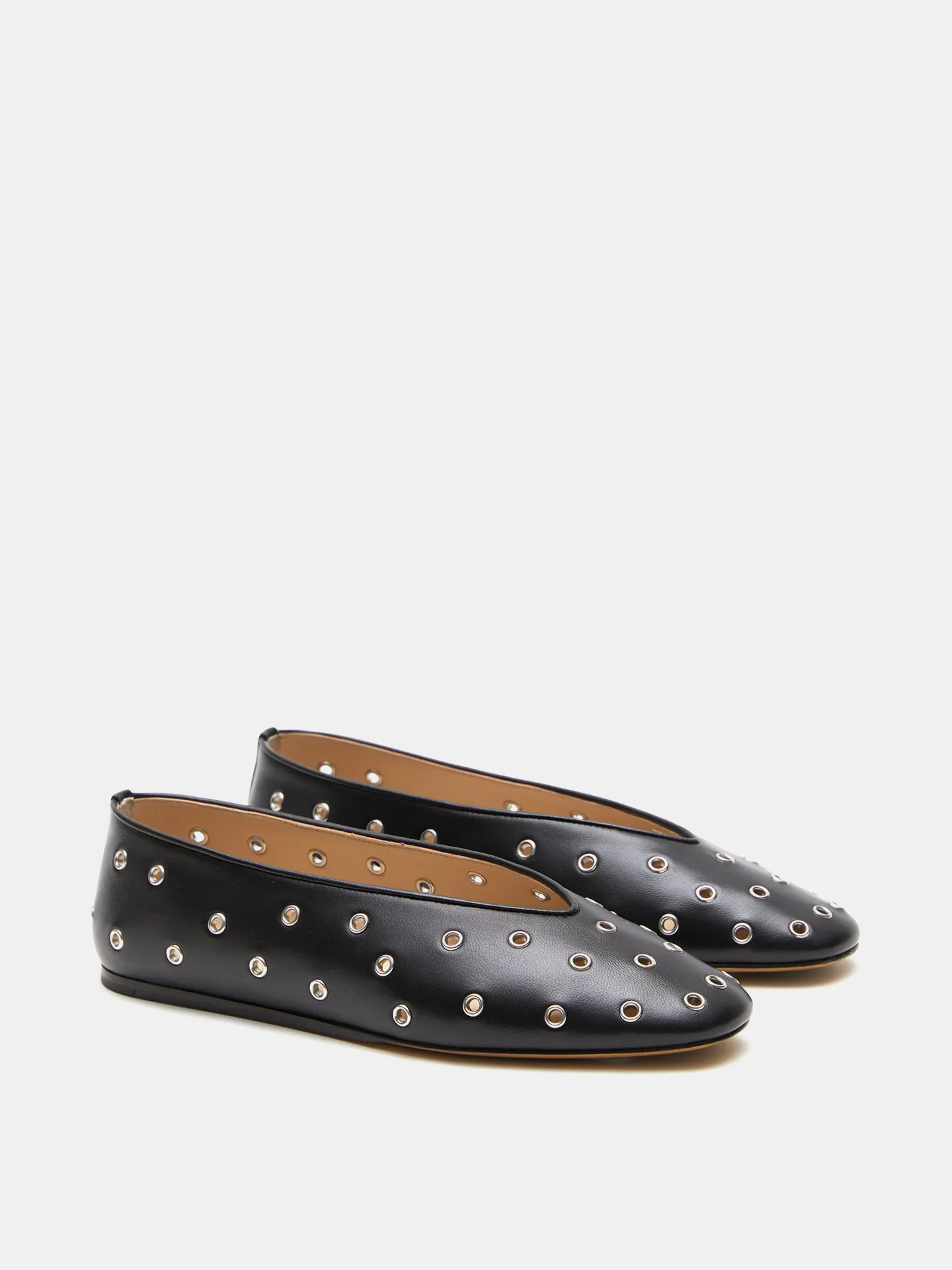 Regency Slipper / Eyelet Studded Black Leather