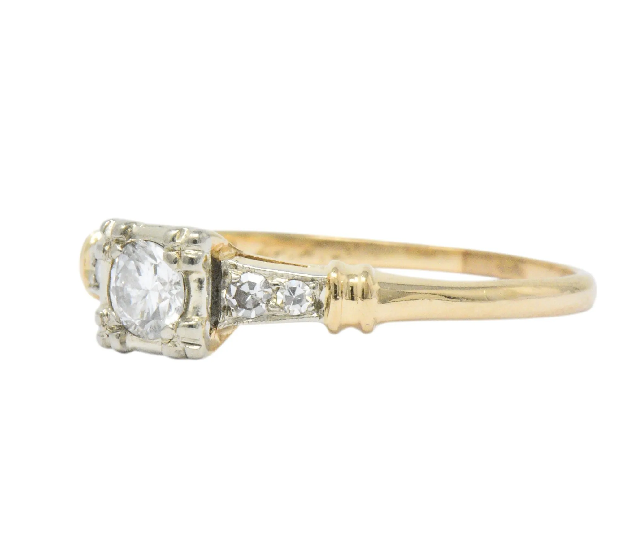 Retro 0.32 CTW Diamond 14 Karat Gold Engagement Ring Circa 1940