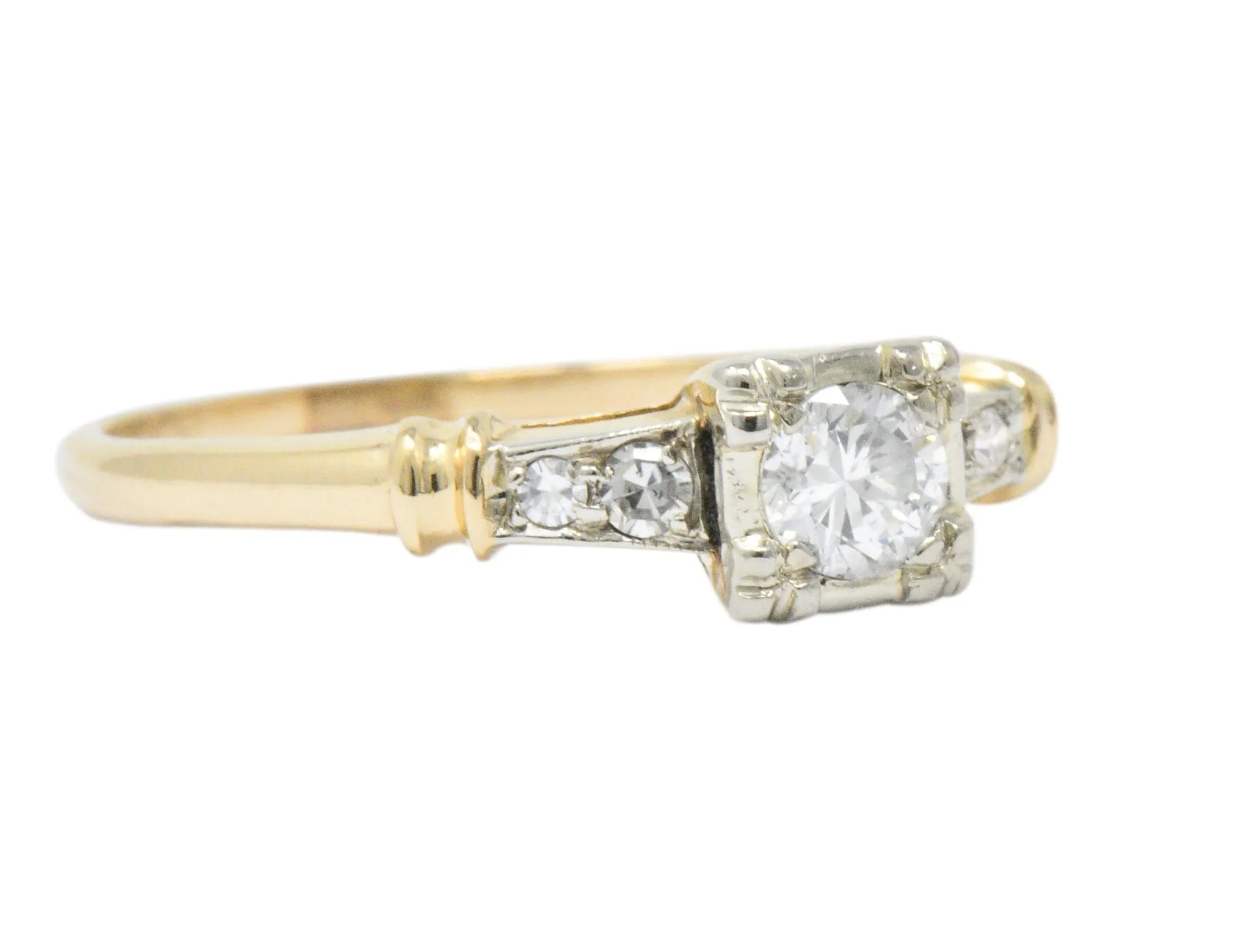 Retro 0.32 CTW Diamond 14 Karat Gold Engagement Ring Circa 1940