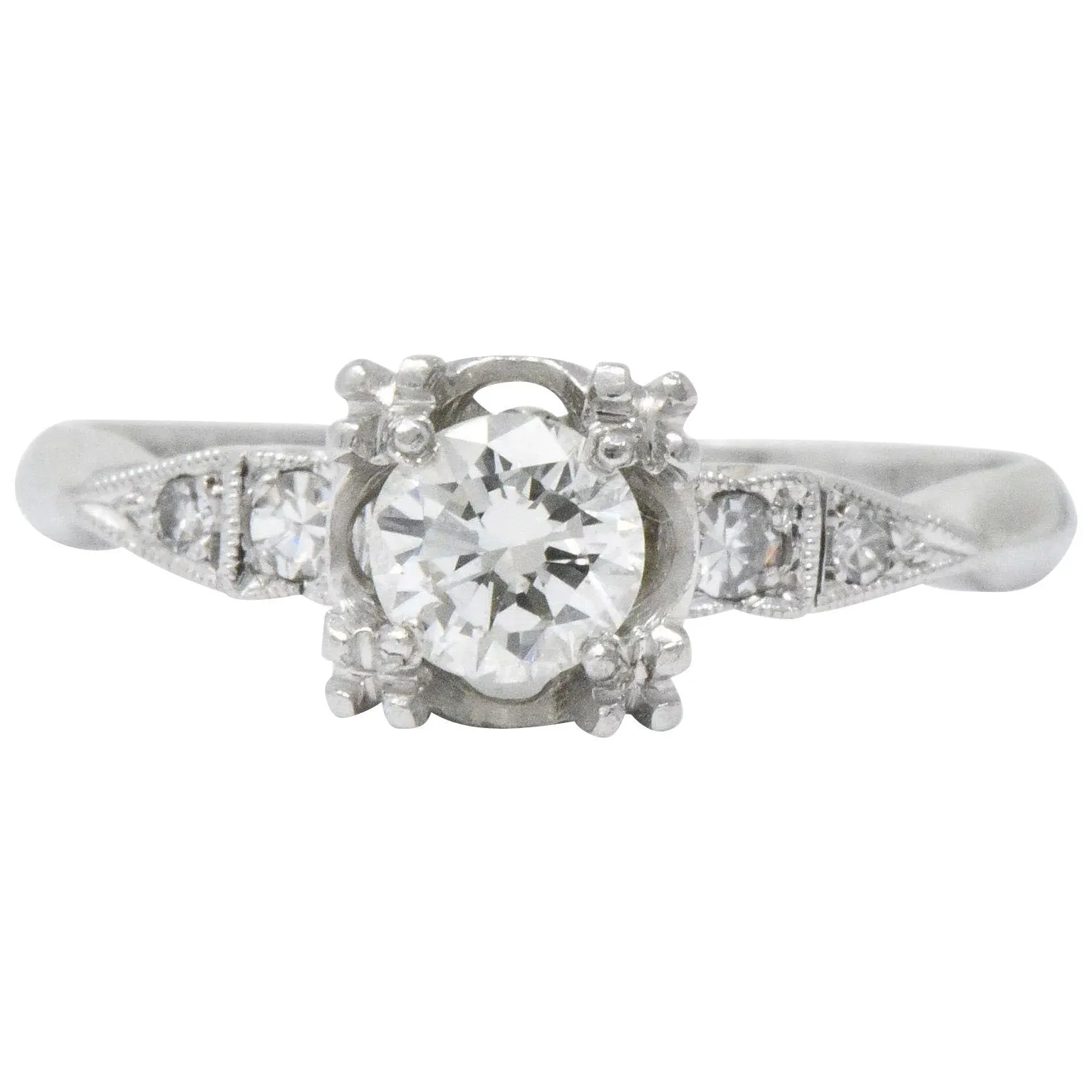 Retro 0.46 CTW Diamond Platinum Engagement Ring