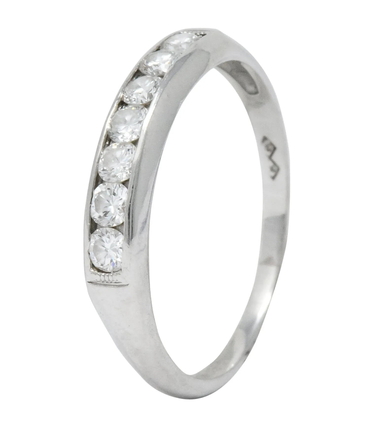 Retro 0.55 CTW Diamond Platinum Band Stackable Ring