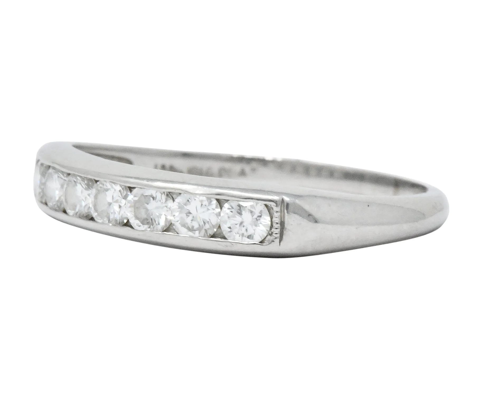 Retro 0.55 CTW Diamond Platinum Band Stackable Ring