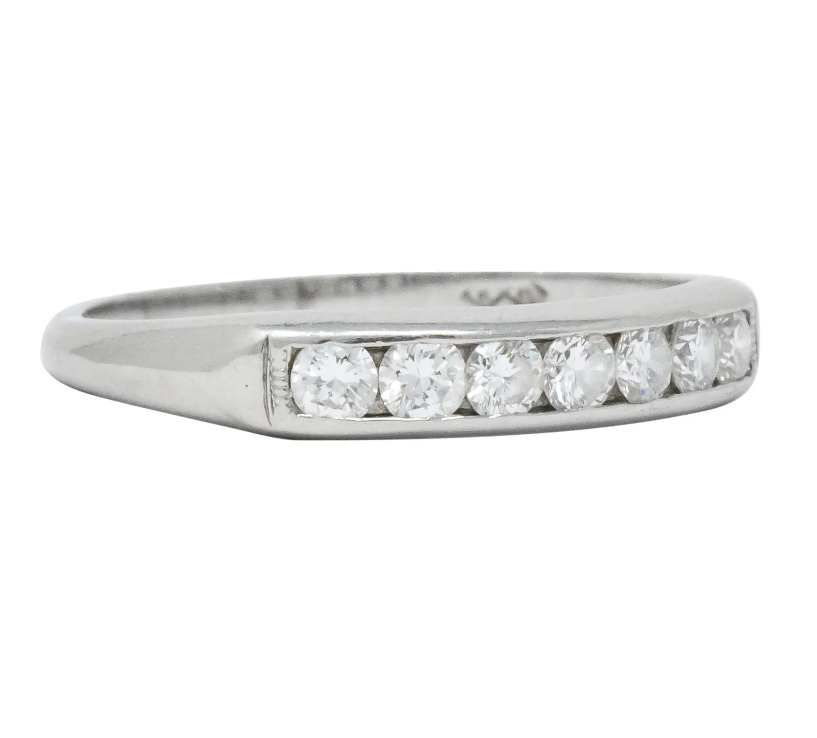 Retro 0.55 CTW Diamond Platinum Band Stackable Ring