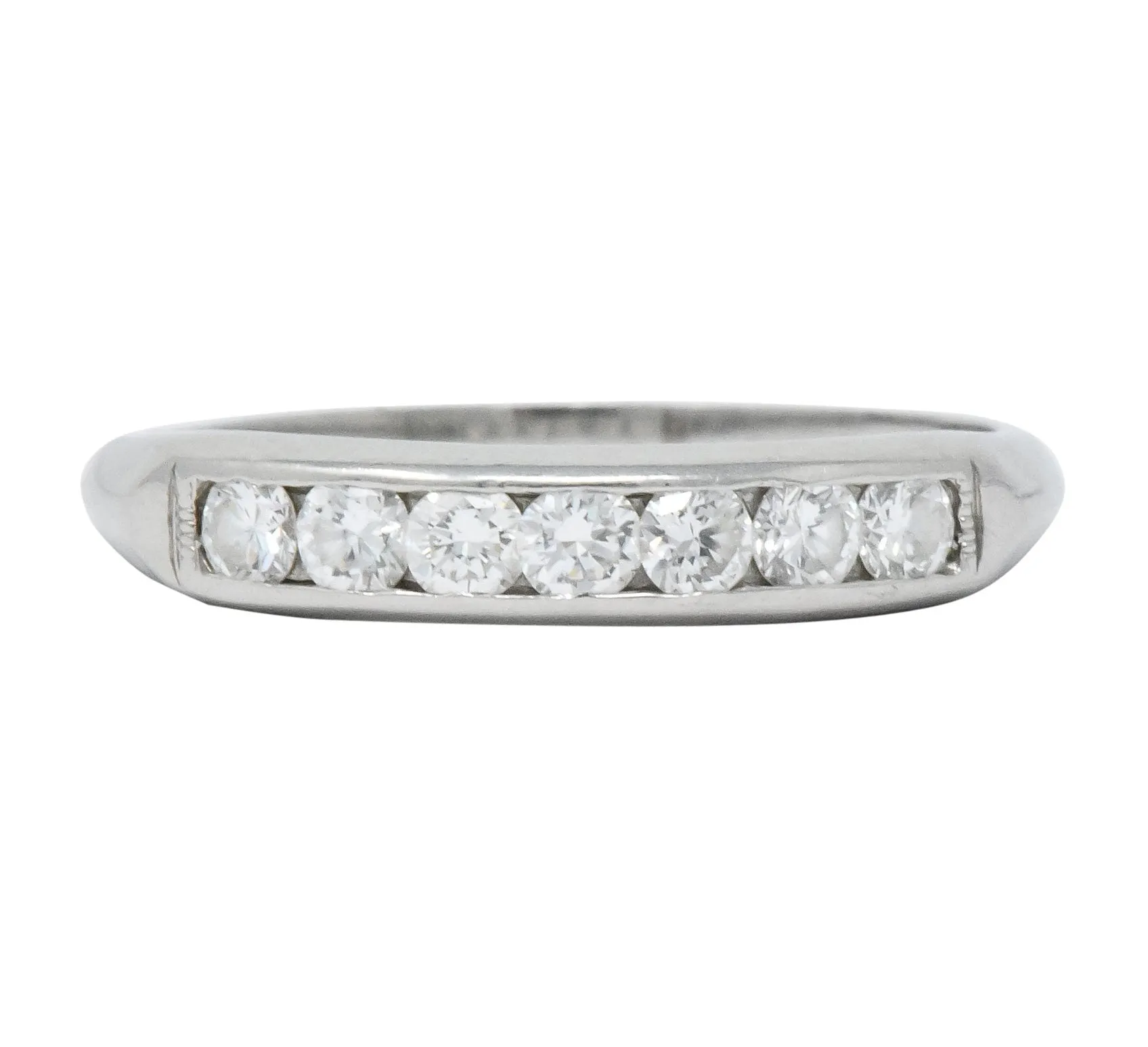 Retro 0.55 CTW Diamond Platinum Band Stackable Ring