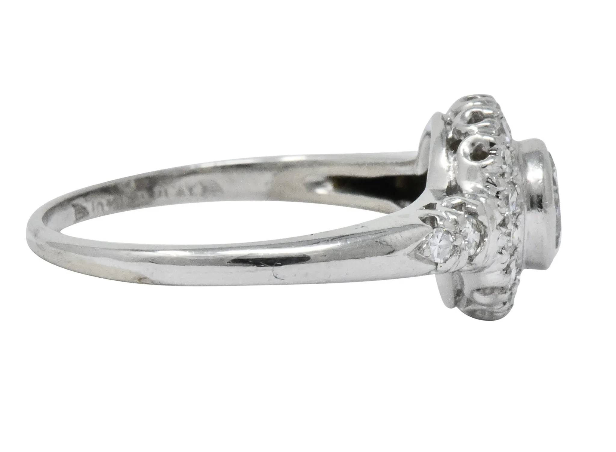 Retro 0.80 CTW Diamond Platinum Cluster Engagement Ring