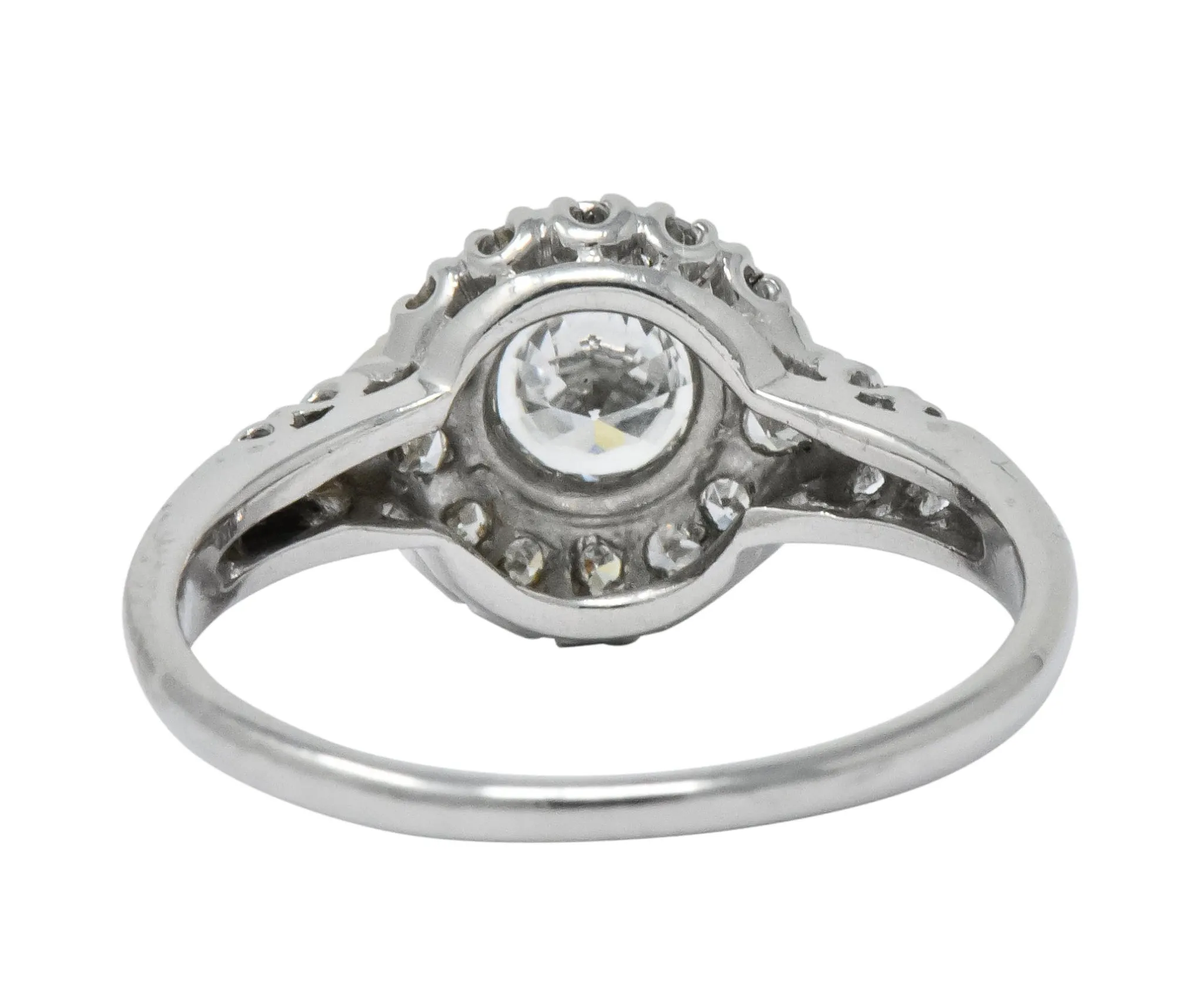 Retro 0.80 CTW Diamond Platinum Cluster Engagement Ring