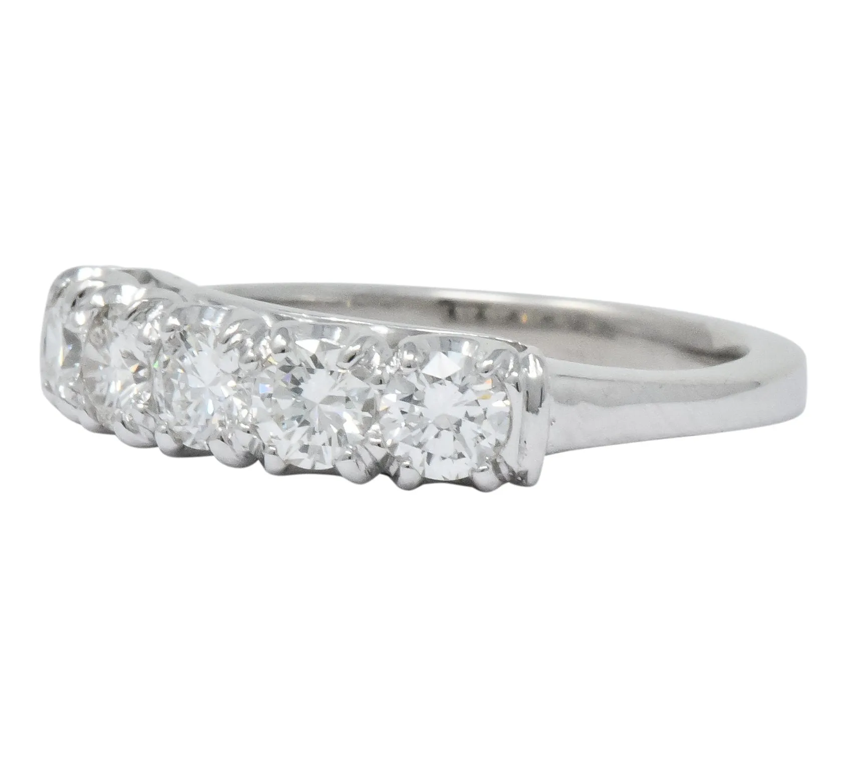 Retro 0.90 CTW Diamond Platinum Anniversary 5 Stone Band Ring