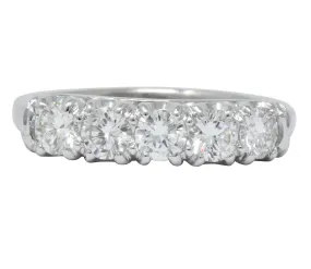 Retro 0.90 CTW Diamond Platinum Anniversary 5 Stone Band Ring