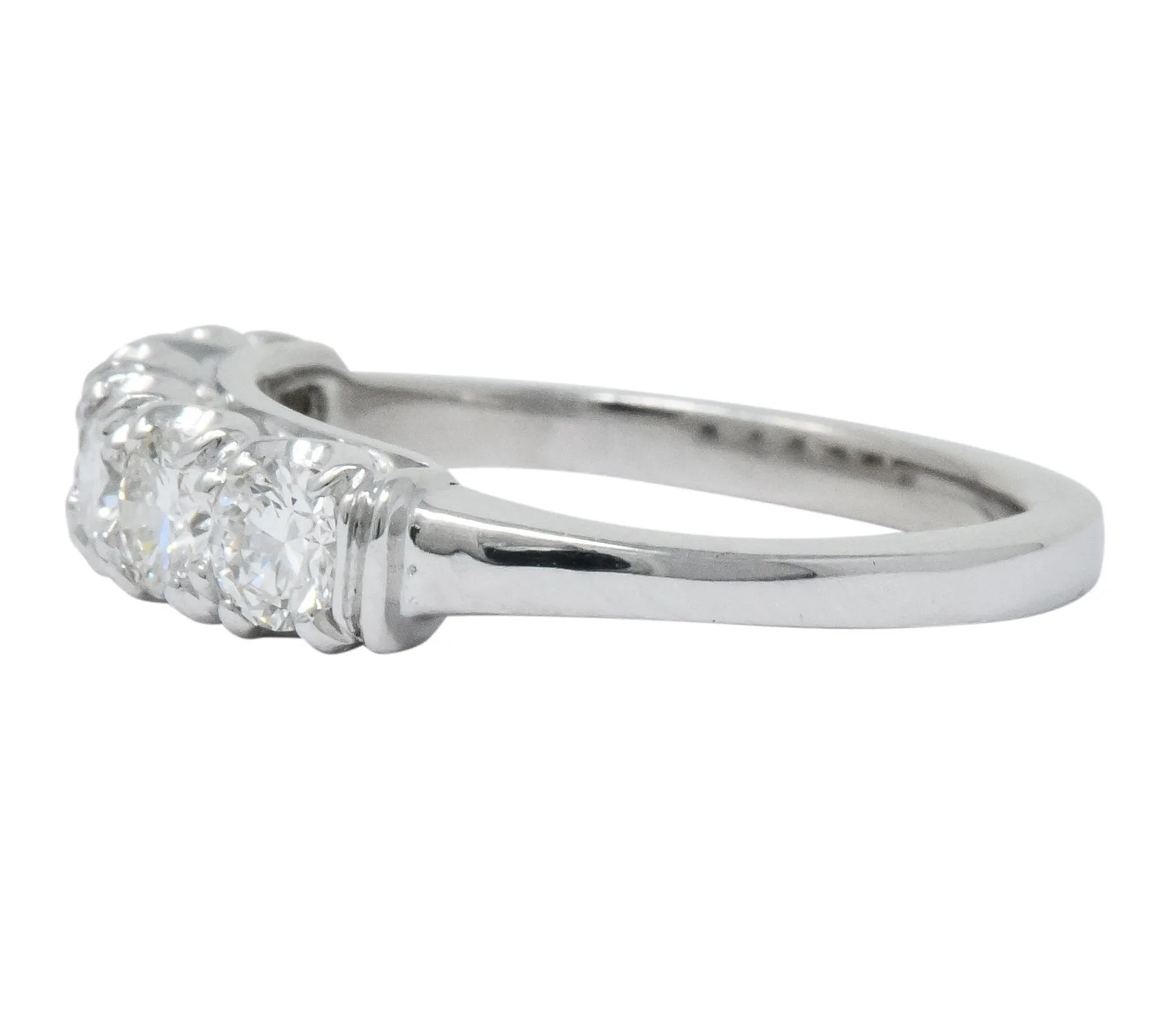 Retro 0.90 CTW Diamond Platinum Anniversary 5 Stone Band Ring