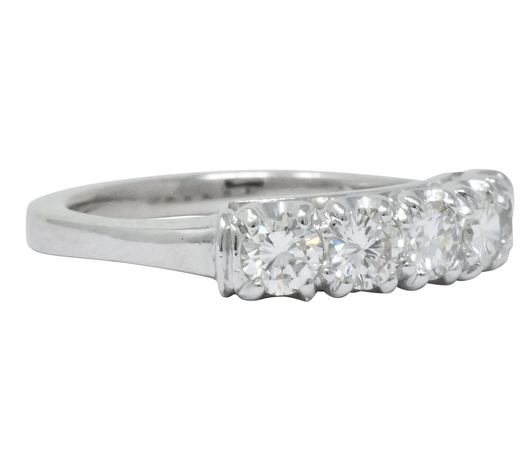 Retro 0.90 CTW Diamond Platinum Anniversary 5 Stone Band Ring