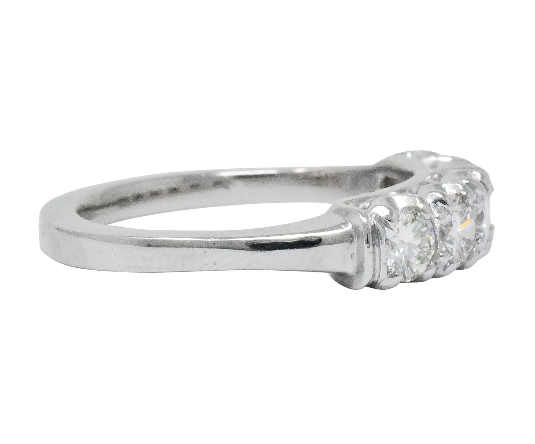 Retro 0.90 CTW Diamond Platinum Anniversary 5 Stone Band Ring