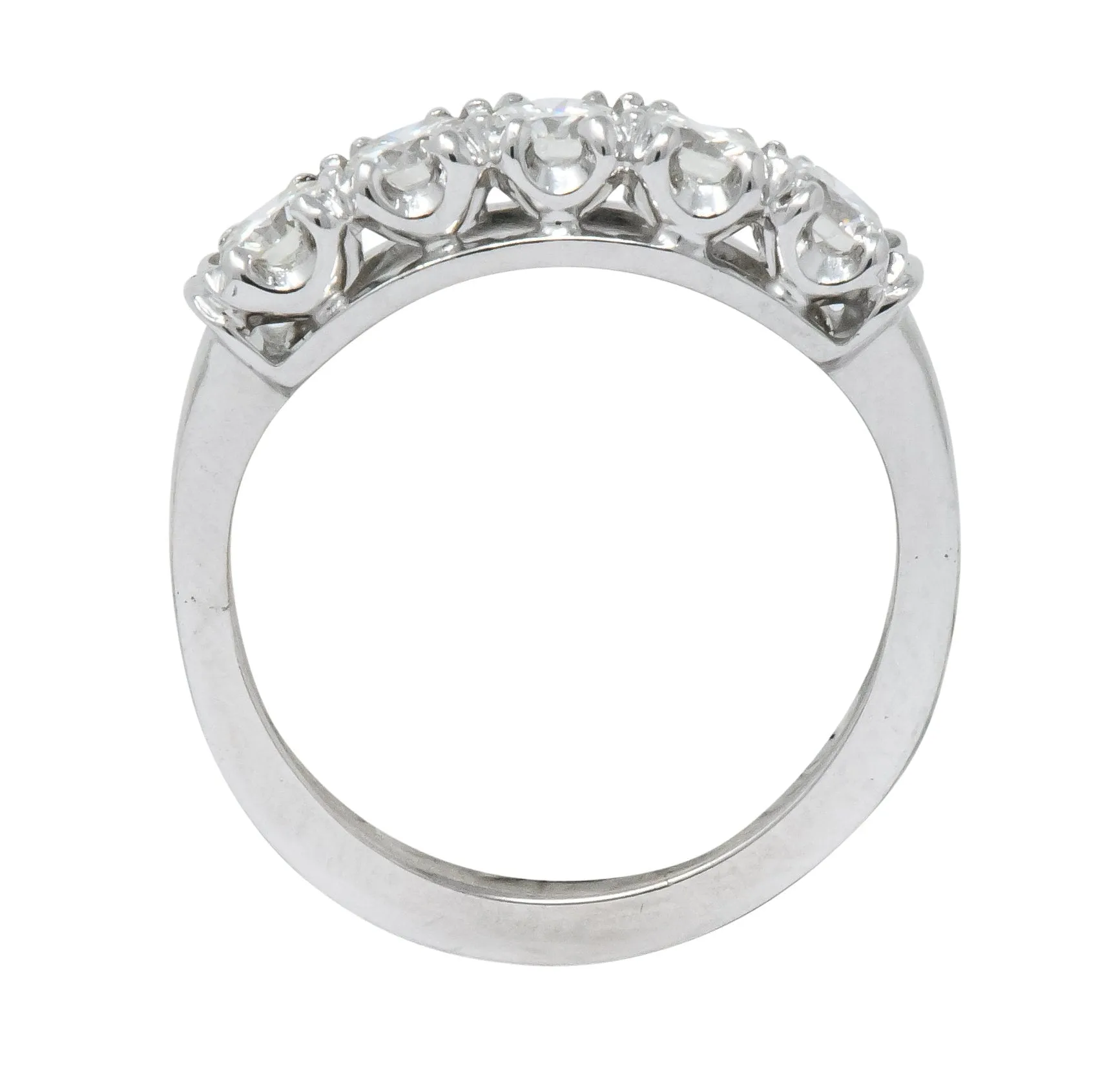 Retro 0.90 CTW Diamond Platinum Anniversary 5 Stone Band Ring