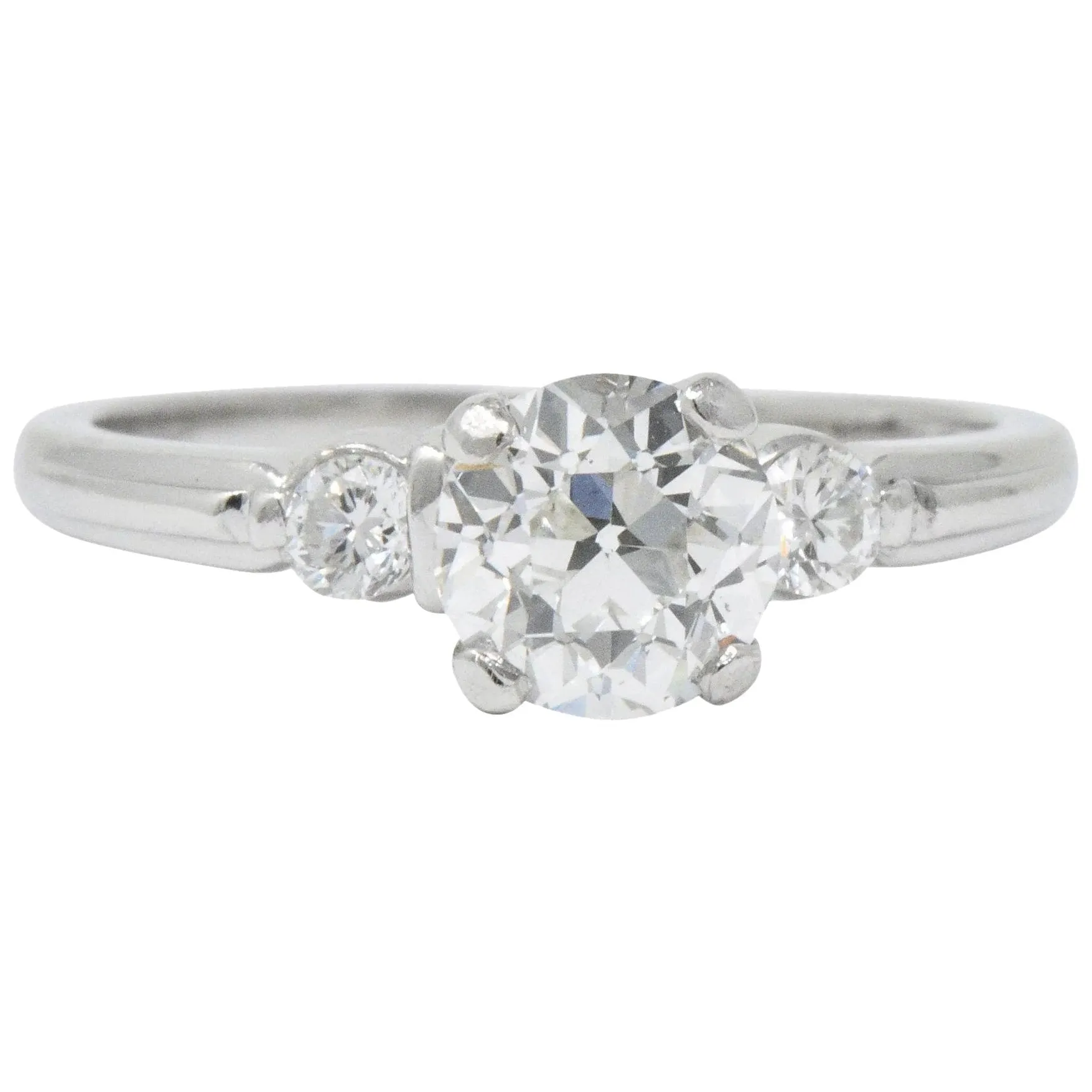 Retro 1.09 CTW Diamond Platinum Engagement Ring GIA