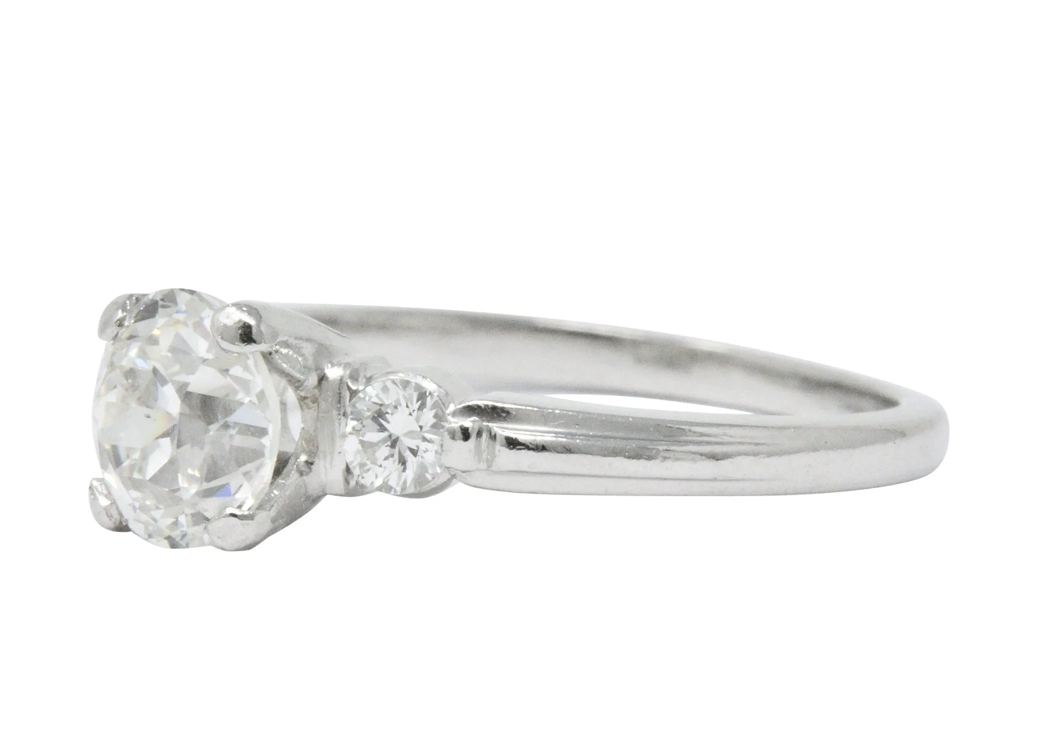 Retro 1.09 CTW Diamond Platinum Engagement Ring GIA