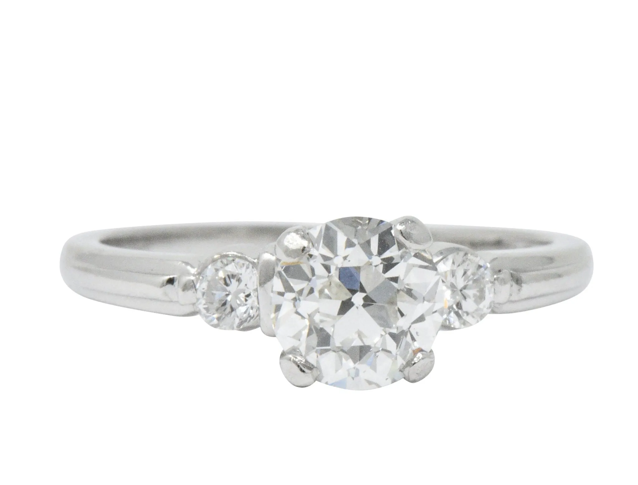 Retro 1.09 CTW Diamond Platinum Engagement Ring GIA