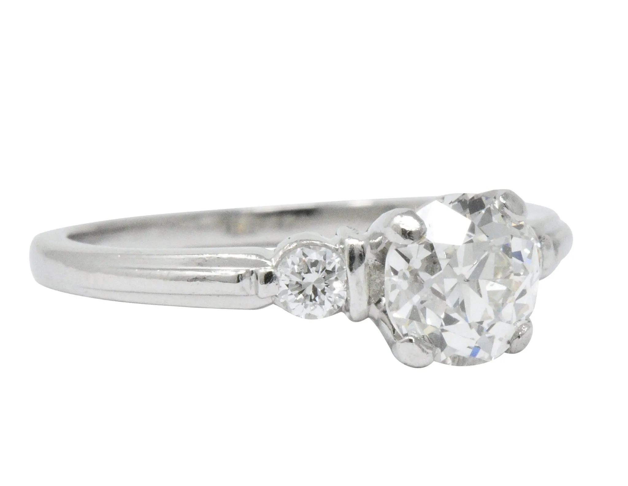 Retro 1.09 CTW Diamond Platinum Engagement Ring GIA