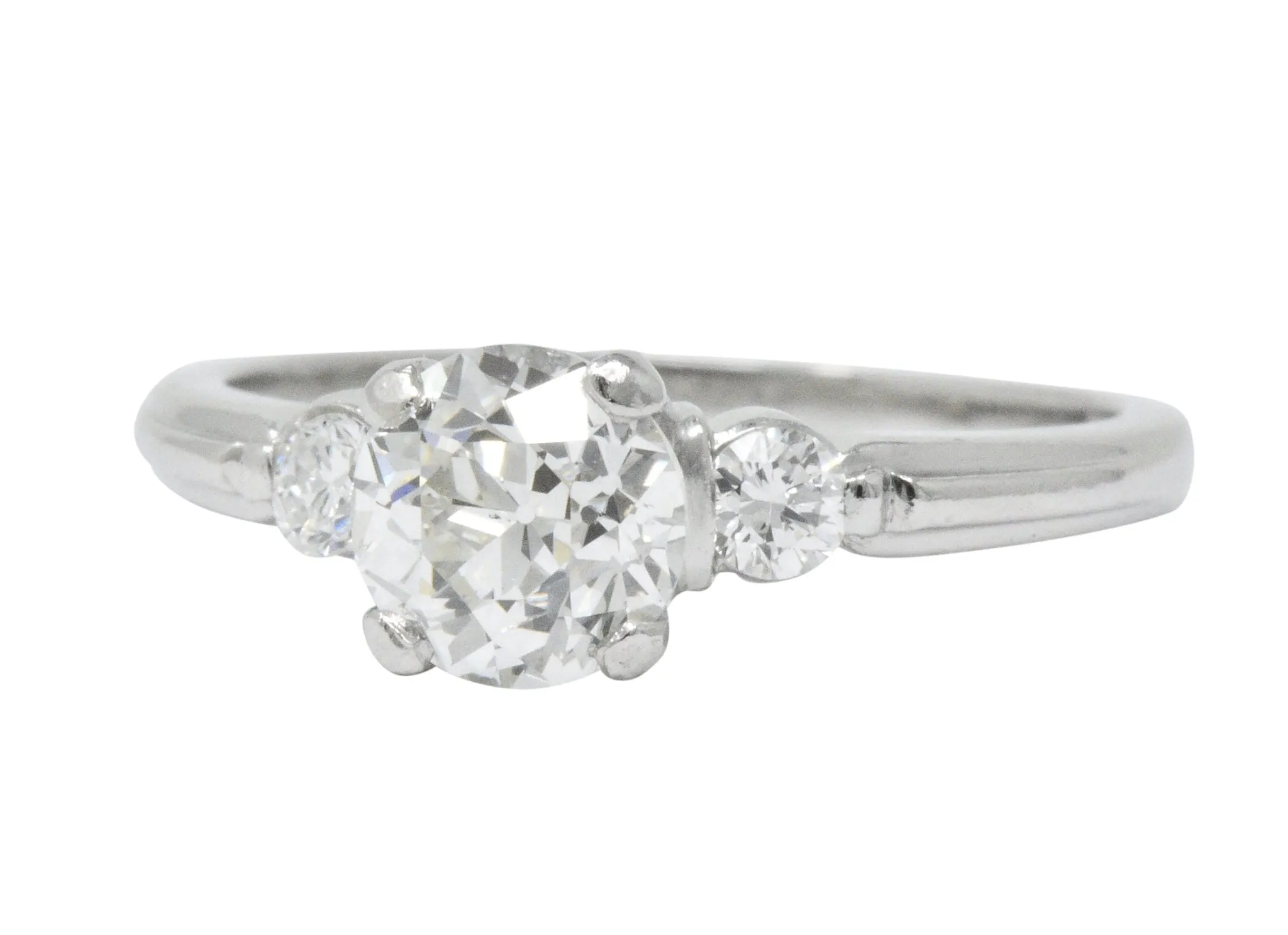 Retro 1.09 CTW Diamond Platinum Engagement Ring GIA