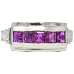 Retro 1.25 CTW Ruby 14 Karat White Gold Ring