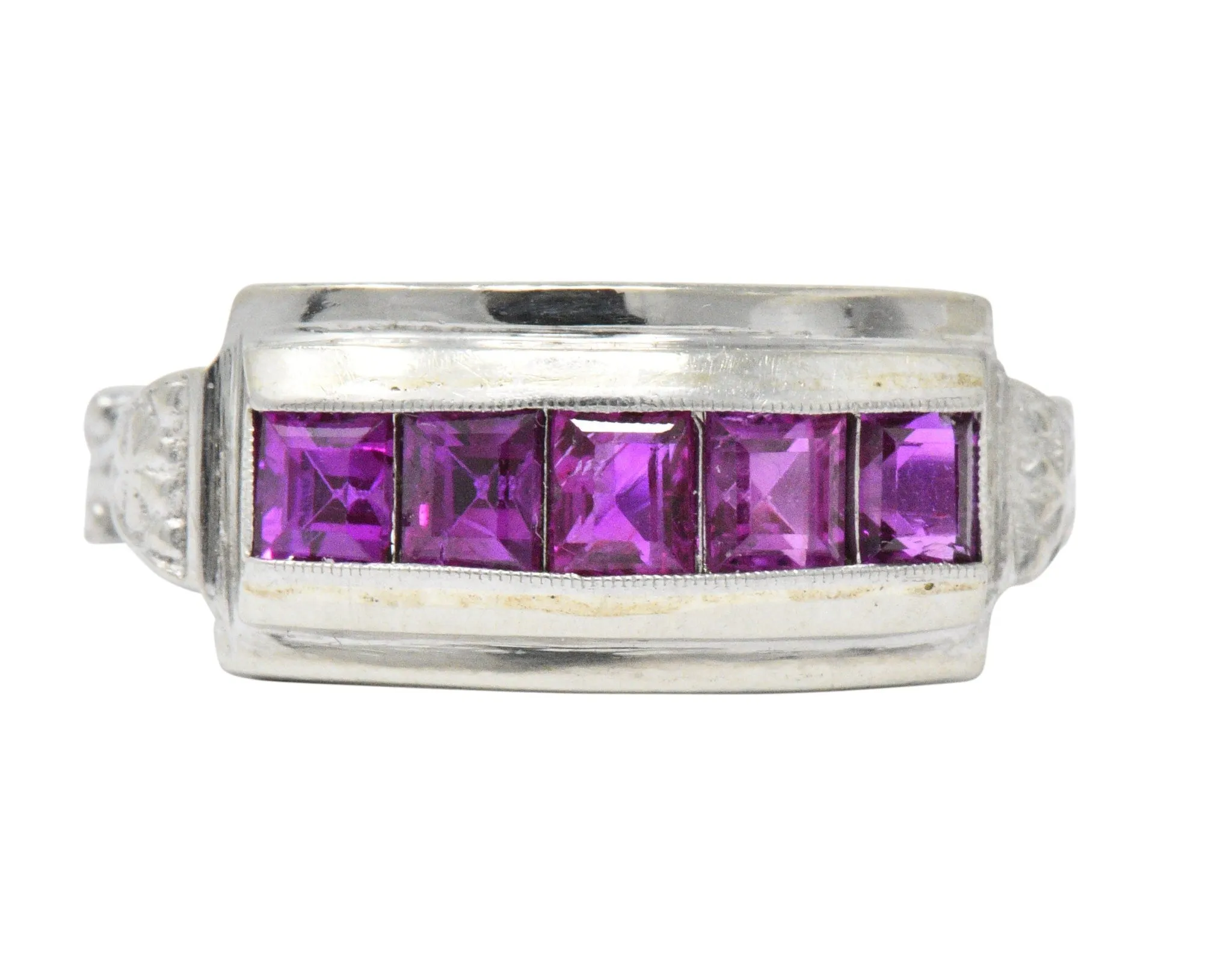 Retro 1.25 CTW Ruby 14 Karat White Gold Ring