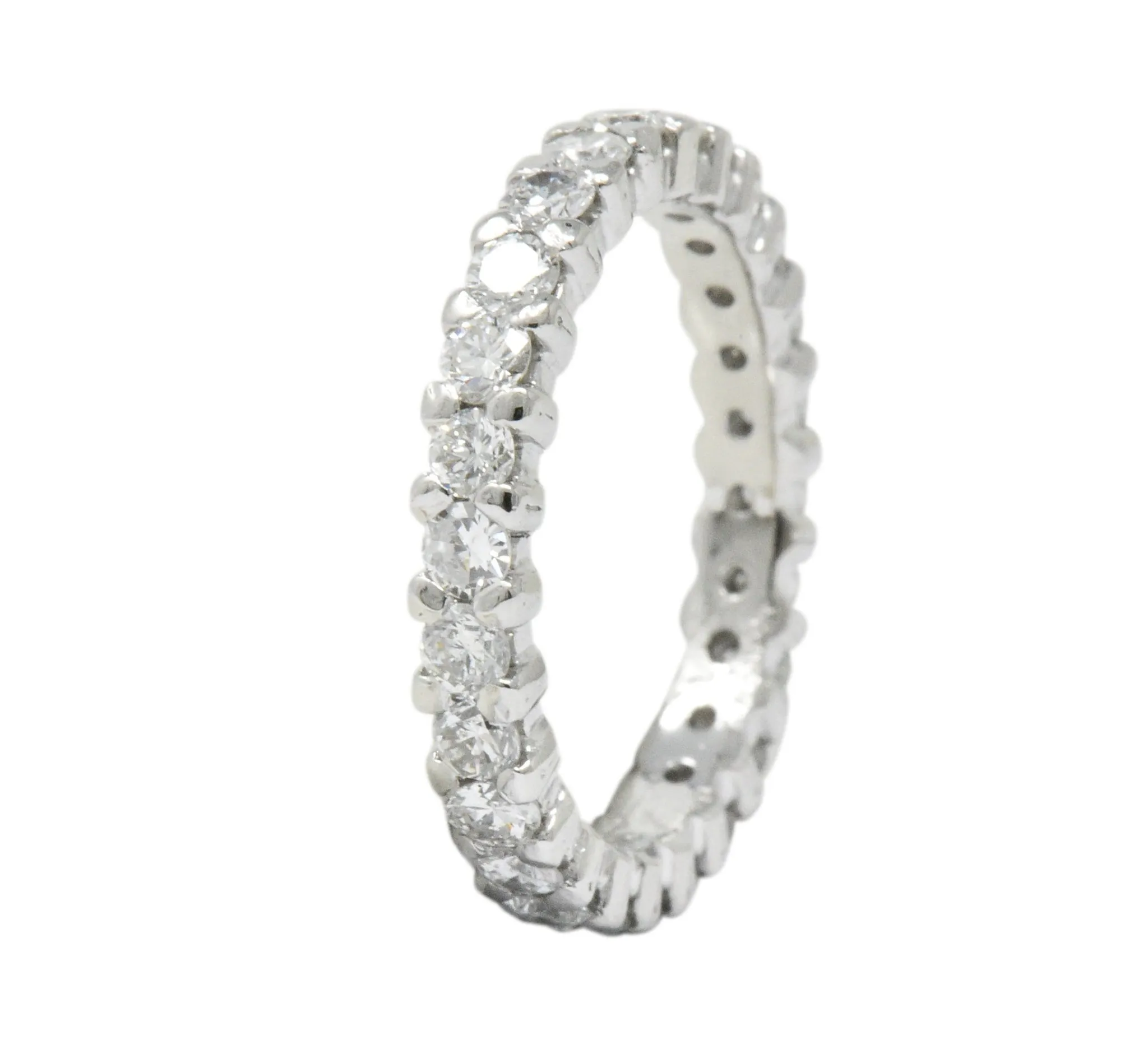 Retro 1.30 CTW Diamond Platinum Eternity Band or Stackable Ring