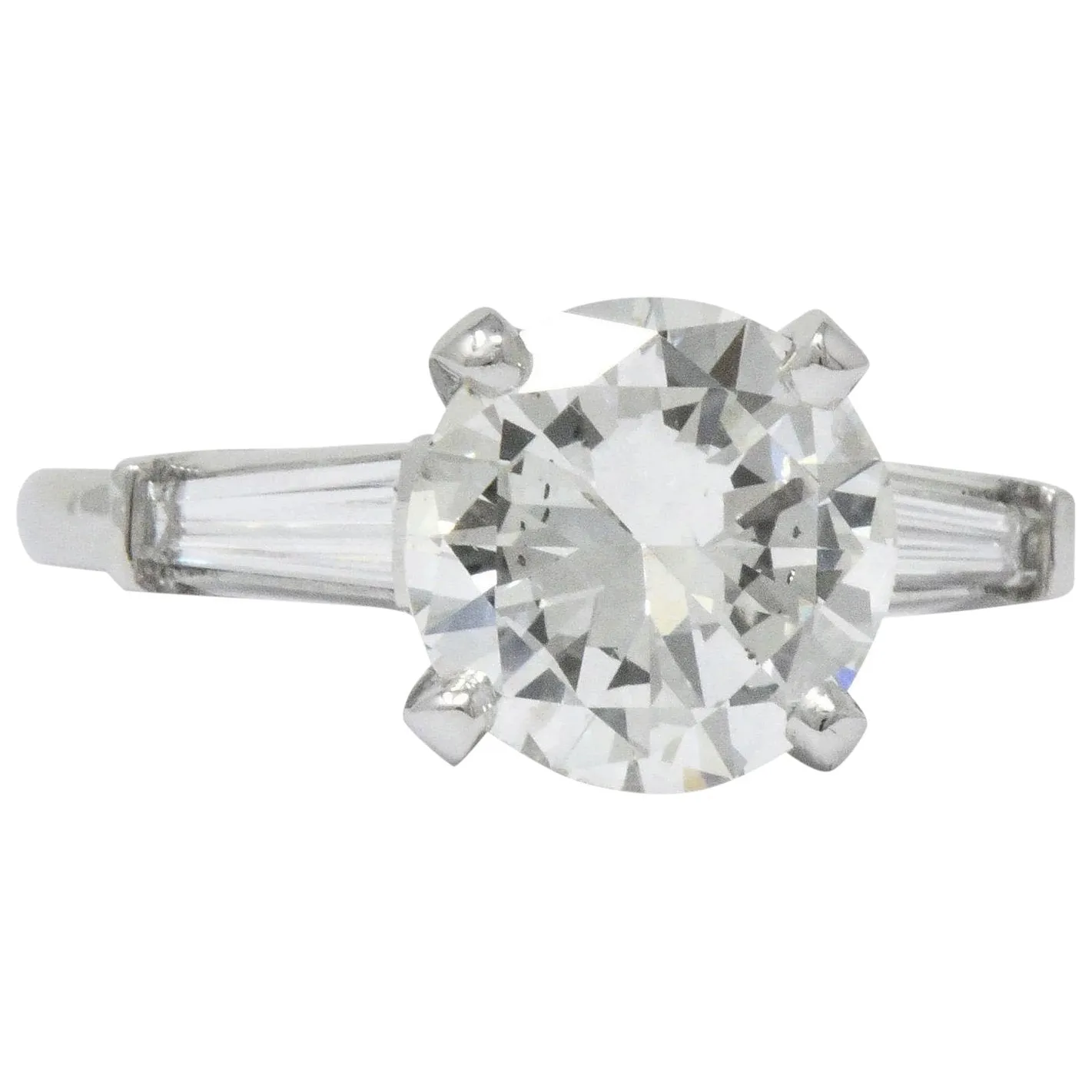 Retro 2.71 CTW Diamond Platinum Engagement Ring GIA