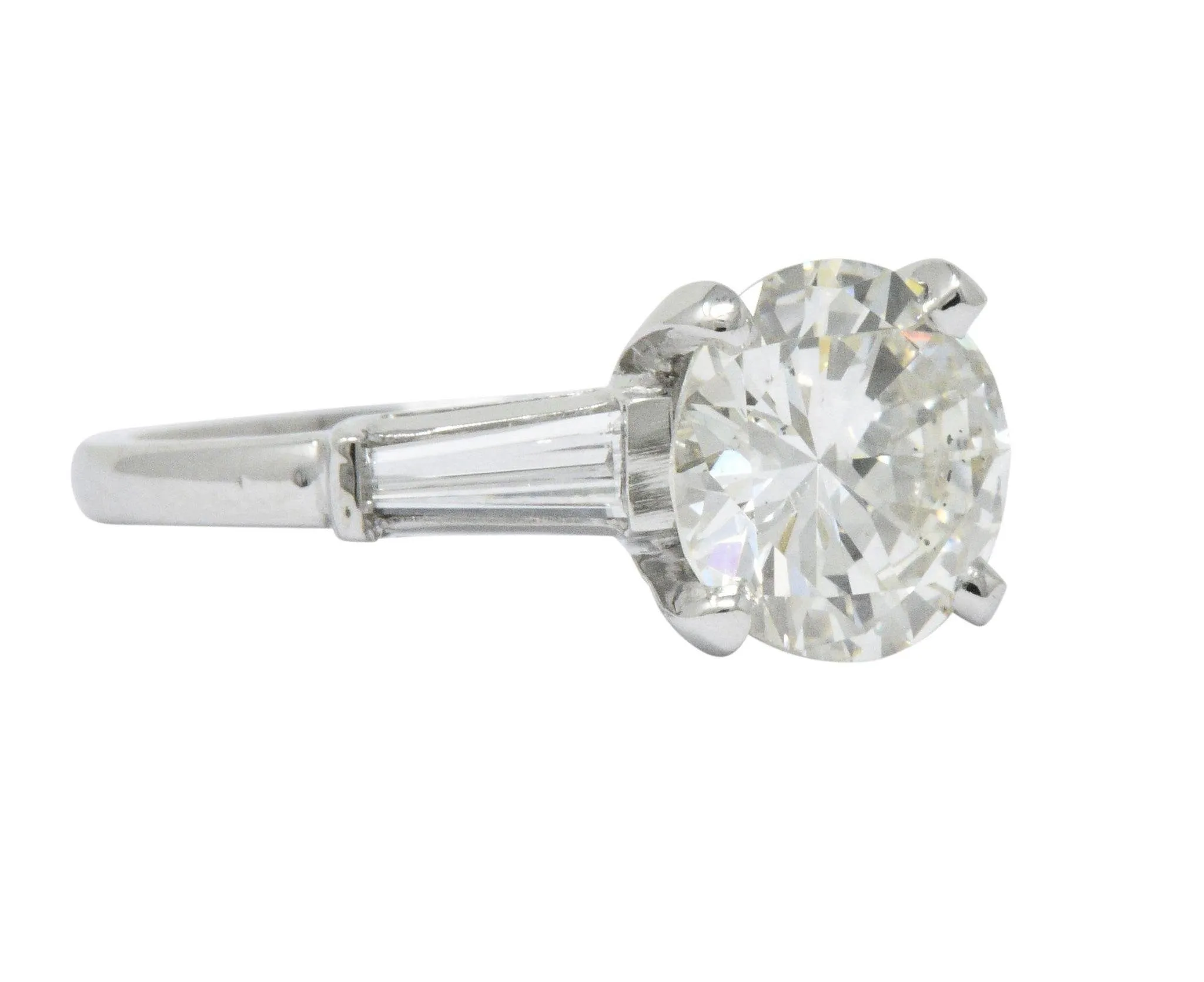 Retro 2.71 CTW Diamond Platinum Engagement Ring GIA