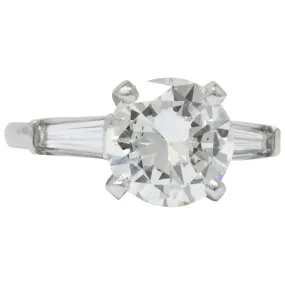 Retro 2.71 CTW Diamond Platinum Engagement Ring GIA