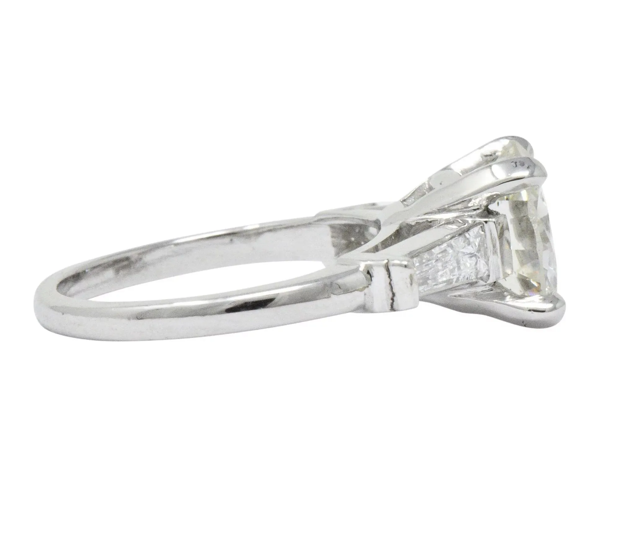 Retro 2.71 CTW Diamond Platinum Engagement Ring GIA