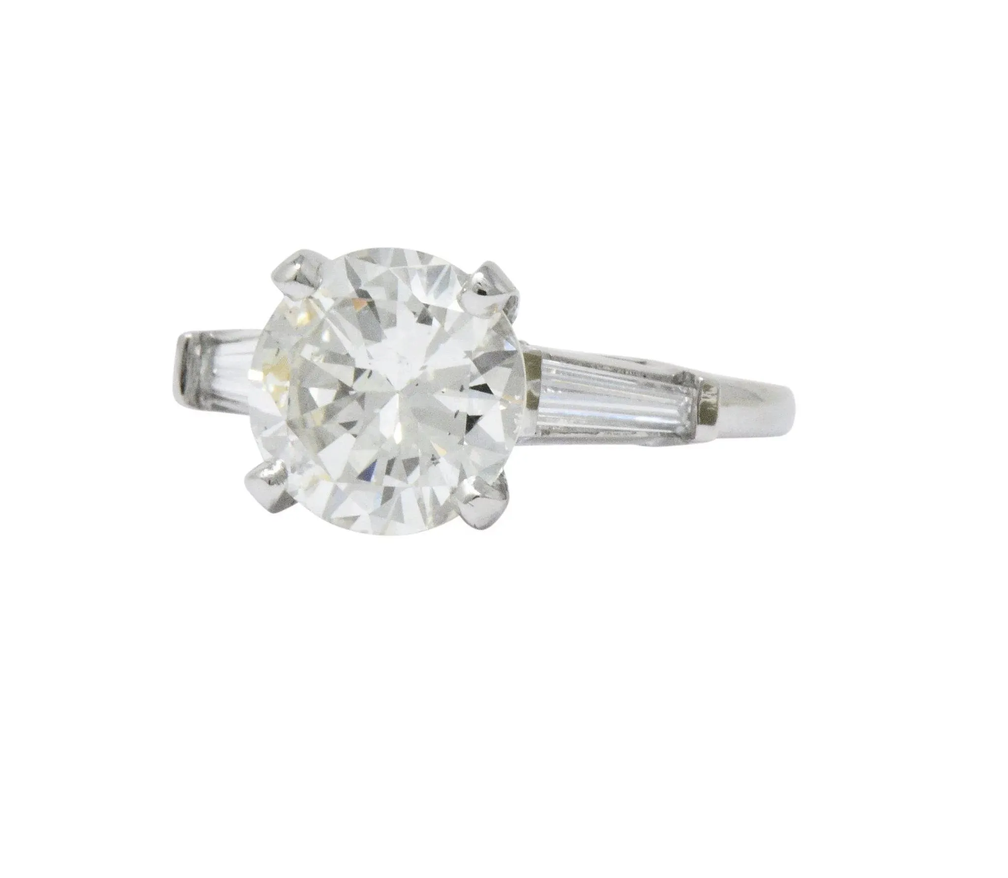 Retro 2.71 CTW Diamond Platinum Engagement Ring GIA