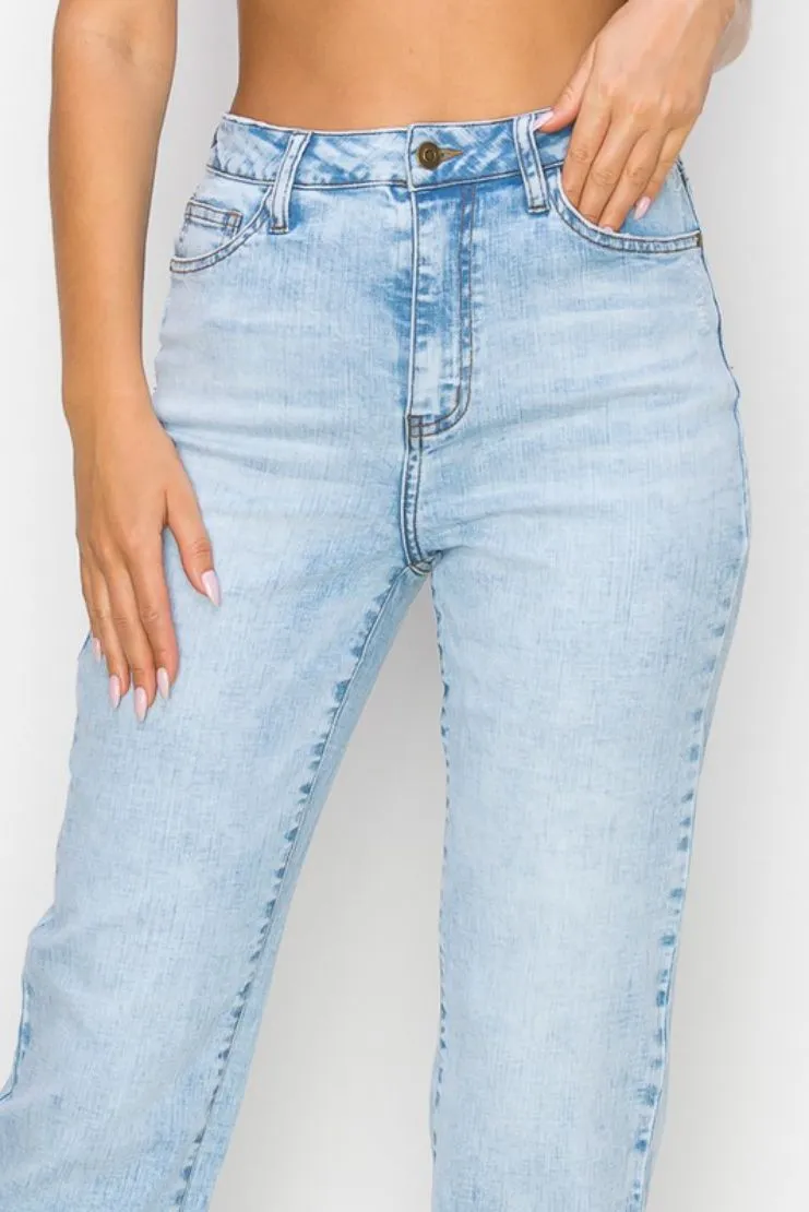 Rezy High Rise Light Wash Straight Leg Jeans