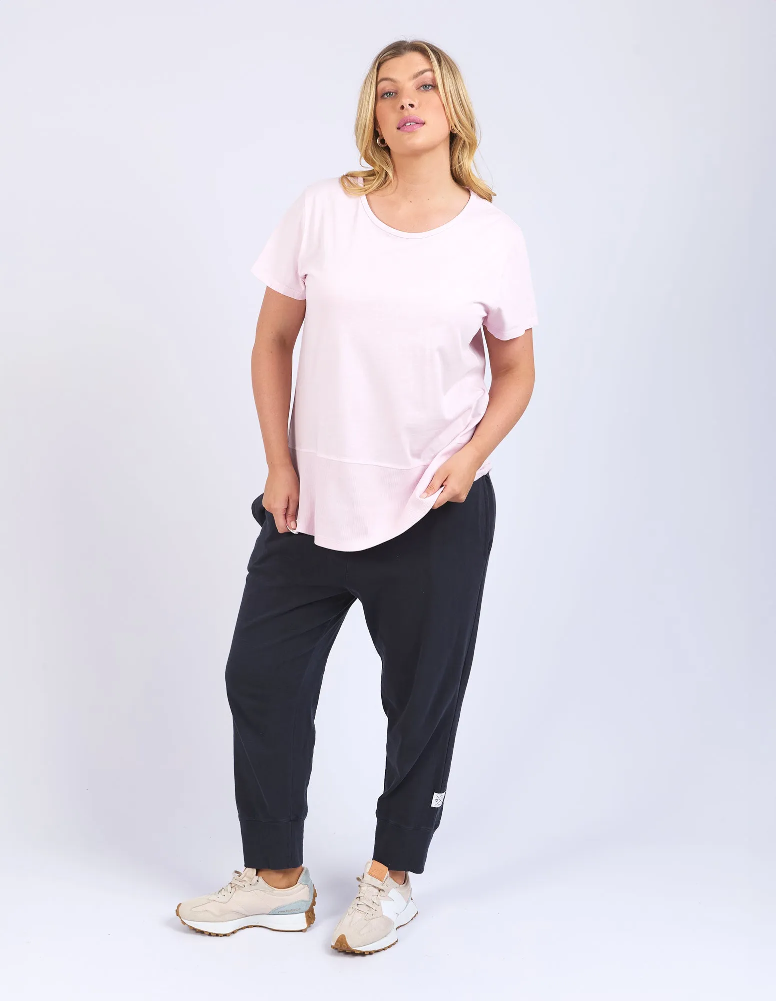 Rib Short Sleeve Tee Powder Pink