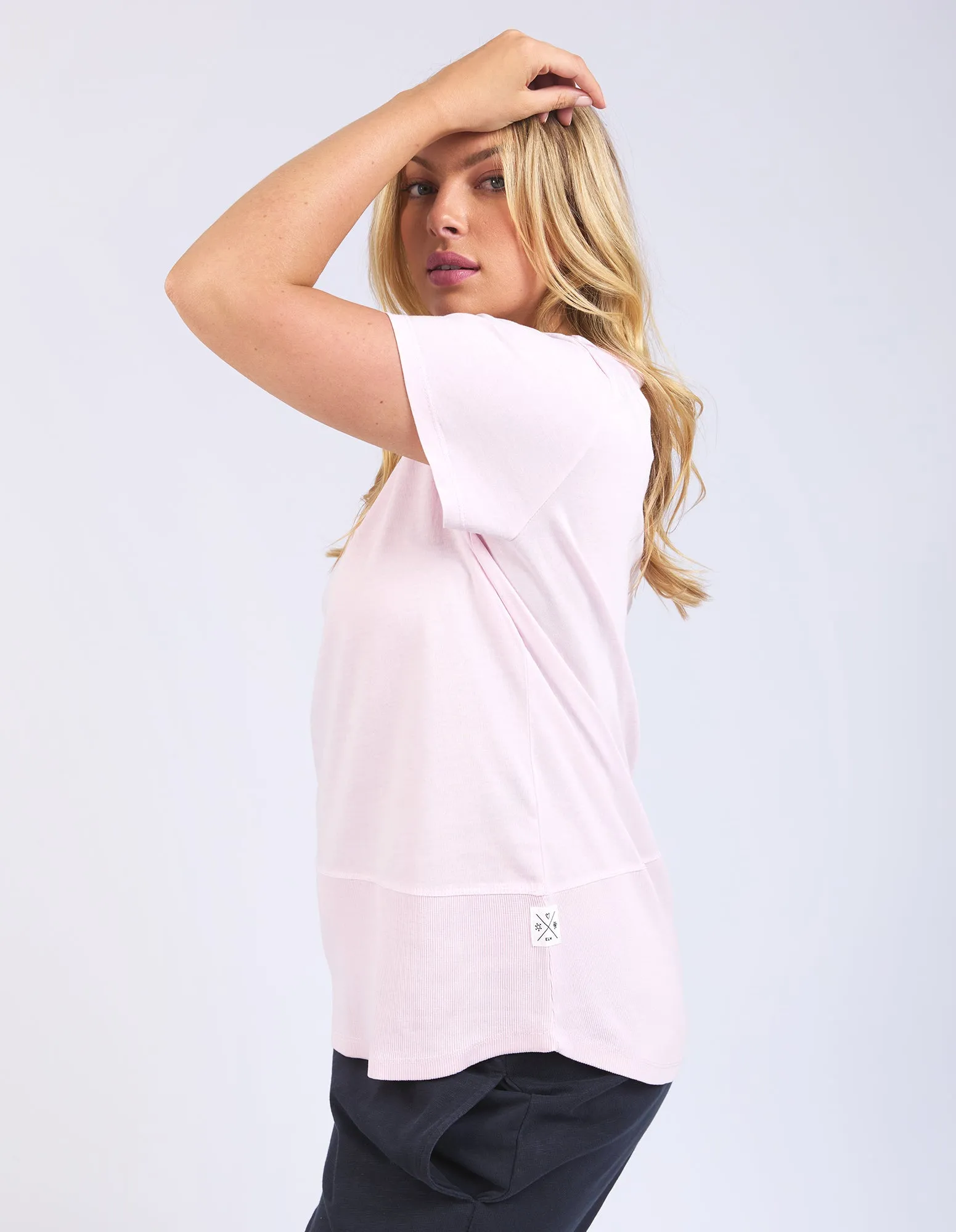 Rib Short Sleeve Tee Powder Pink