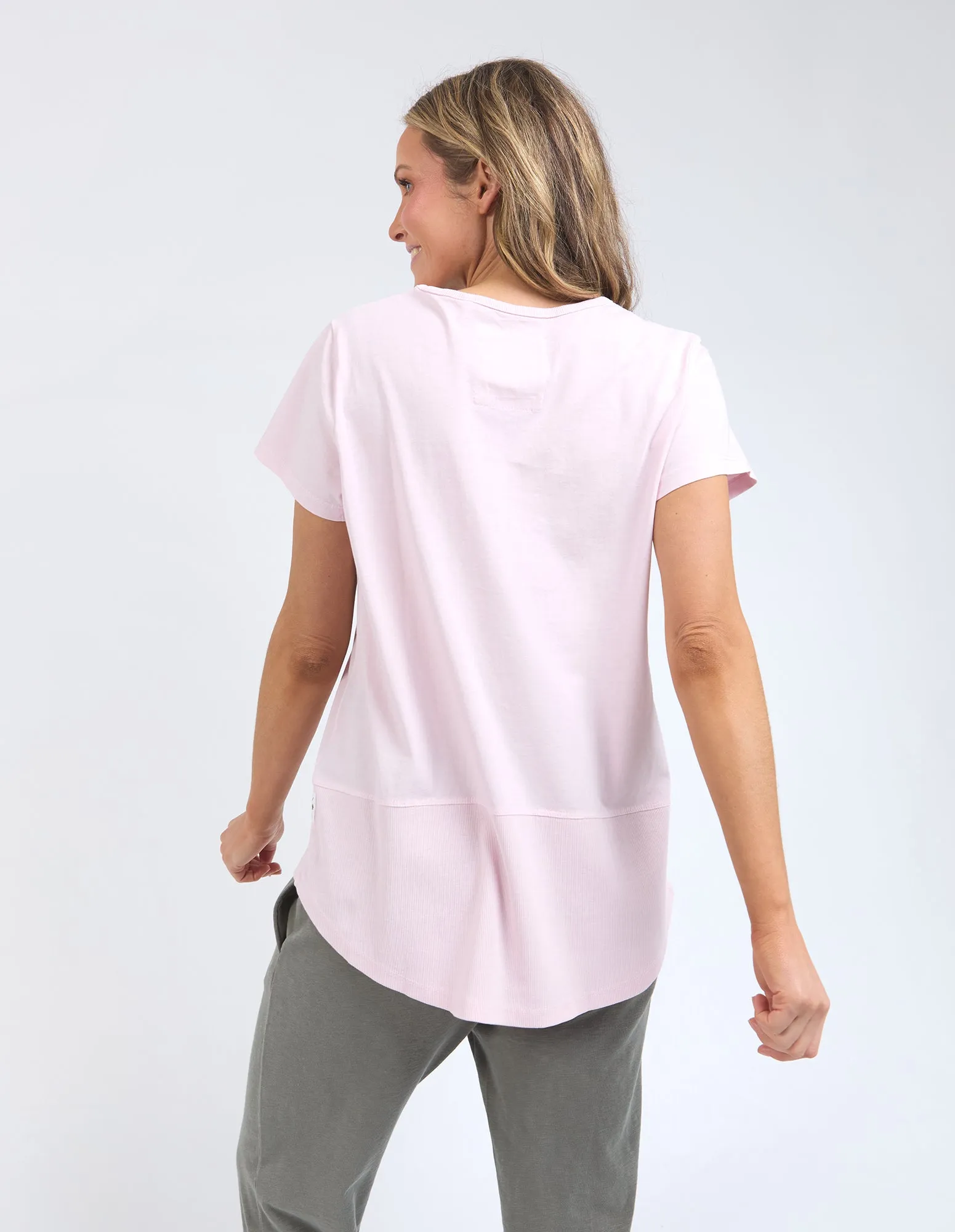 Rib Short Sleeve Tee Powder Pink