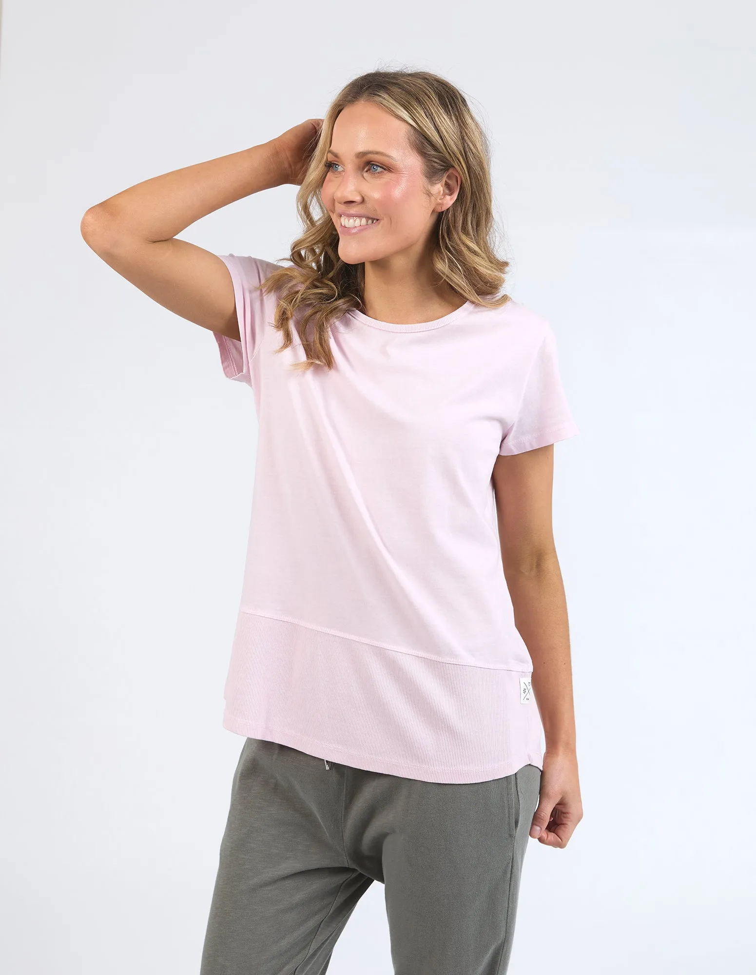 Rib Short Sleeve Tee Powder Pink