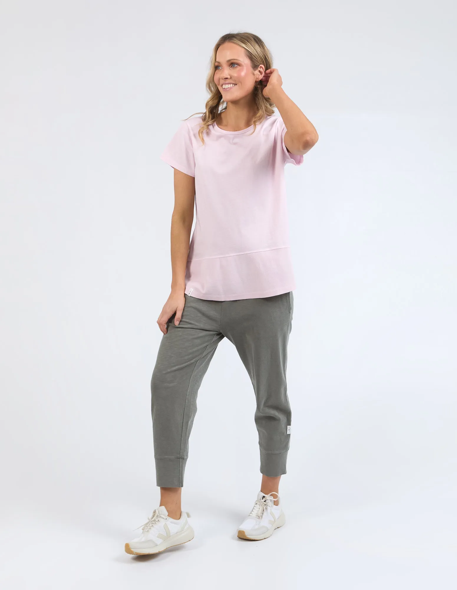 Rib Short Sleeve Tee Powder Pink