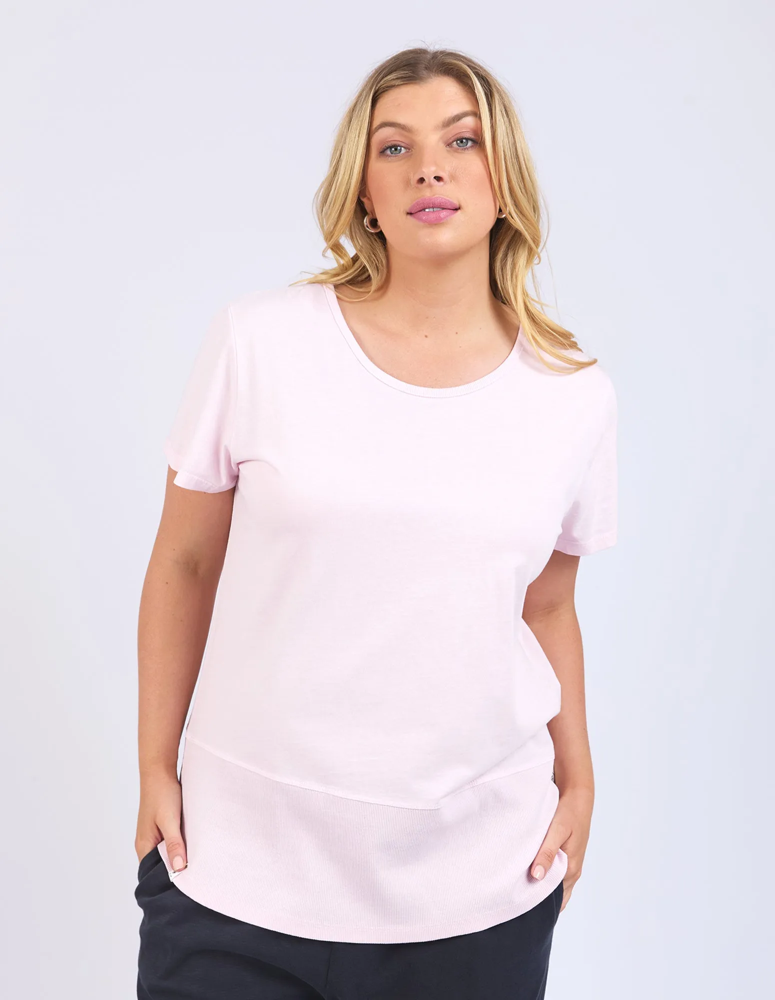 Rib Short Sleeve Tee Powder Pink