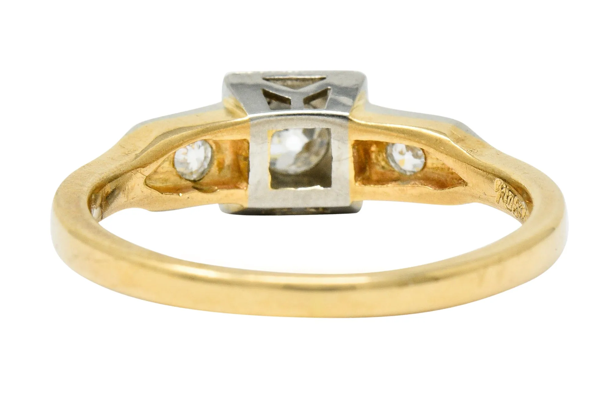 Ringcraft Retro 0.45 CTW Diamond 14 Karat Two-Tone Gold Engagement Ring