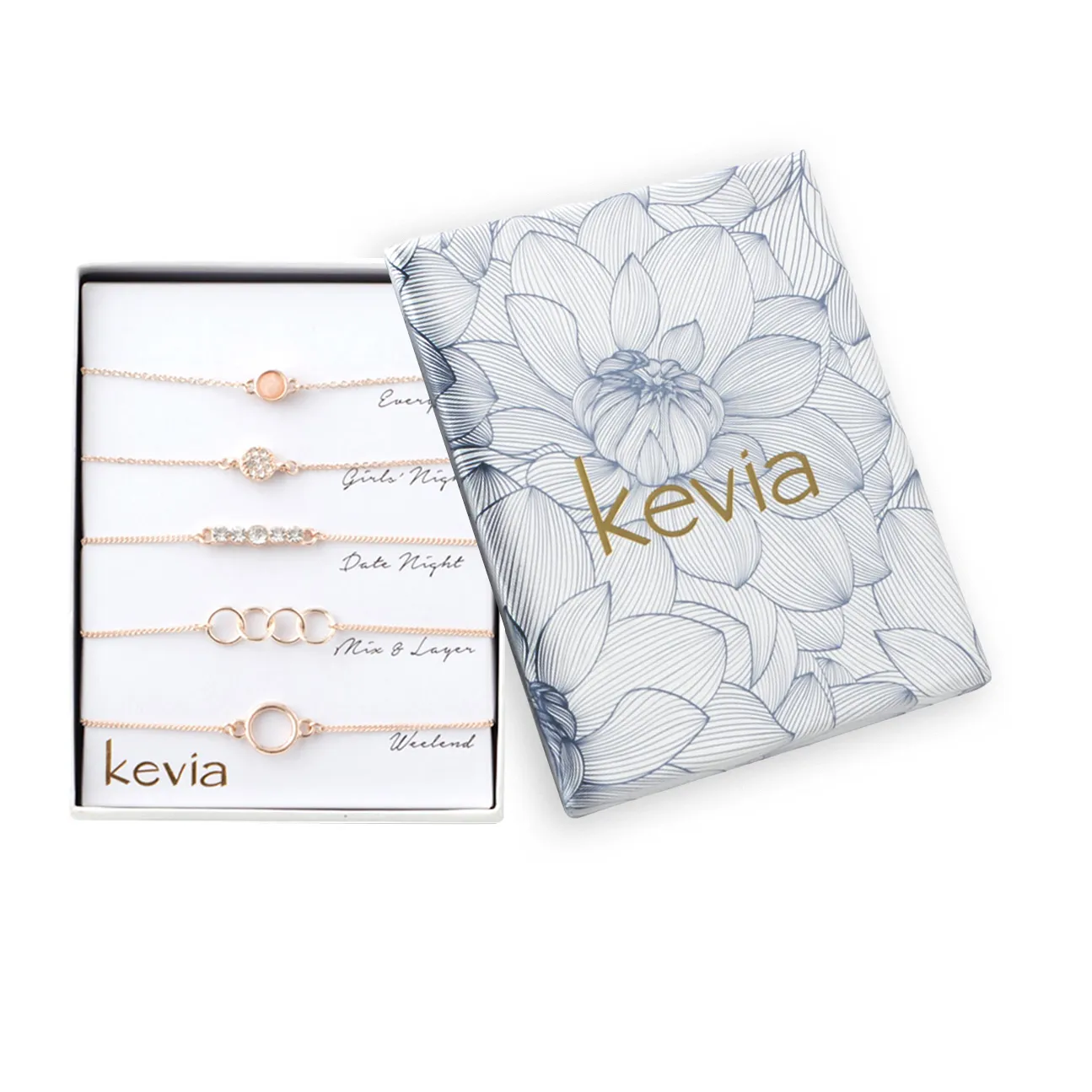 Rose Gold Theme Box Bracelet Set